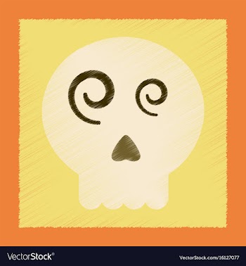 Flat shading style icon halloween emotion skull vector image