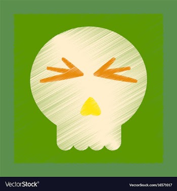 Flat shading style icon halloween emotion skull vector image