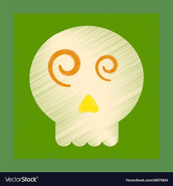 Flat shading style icon halloween emotion skull vector image