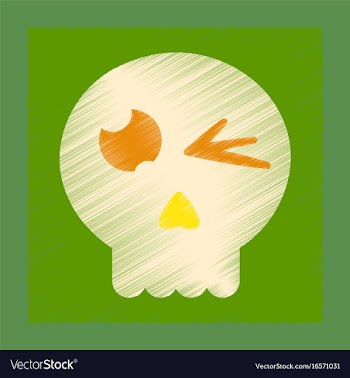 Flat shading style icon halloween emotion skull vector image