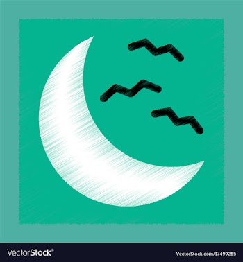 Flat shading style icon halloween moon bats vector image