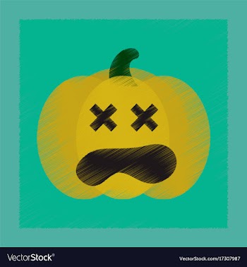 Flat shading style icon halloween pumpkin vector image