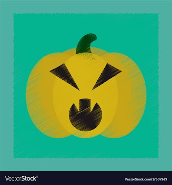 Flat shading style icon halloween pumpkin vector image
