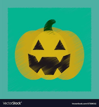 Flat shading style icon halloween pumpkin vector image