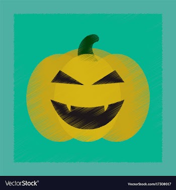 Flat shading style icon halloween pumpkin vector image