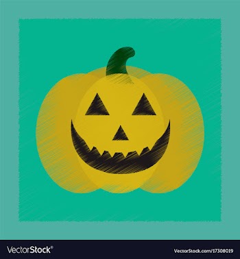 Flat shading style icon halloween pumpkin vector image