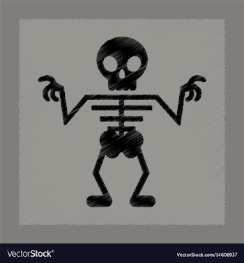 Flat shading style icon halloween skeleton vector image
