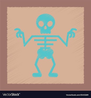 Flat shading style icon halloween skeleton vector image