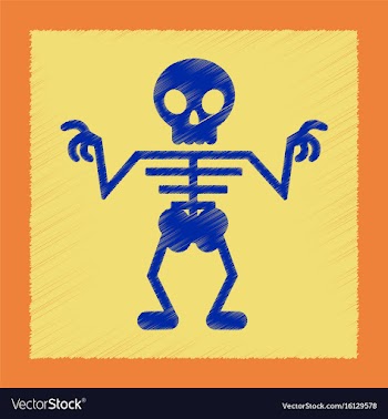 Flat shading style icon halloween skeleton vector image