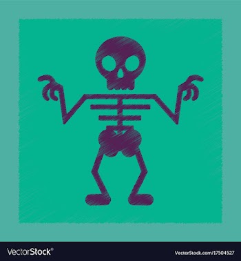 Flat shading style icon halloween skeleton vector image