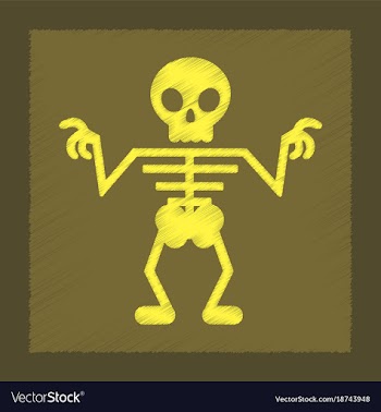Flat shading style icon halloween skeleton vector image