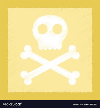 Flat shading style icon halloween skull bones vector image