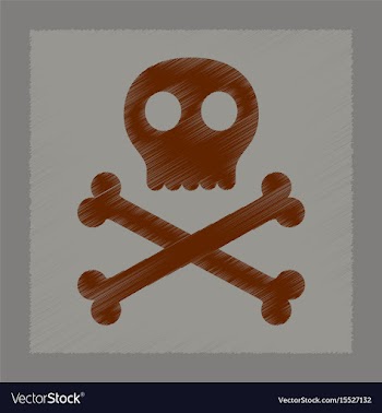 Flat shading style icon halloween skull bones vector image