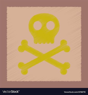 Flat shading style icon halloween skull bones vector image