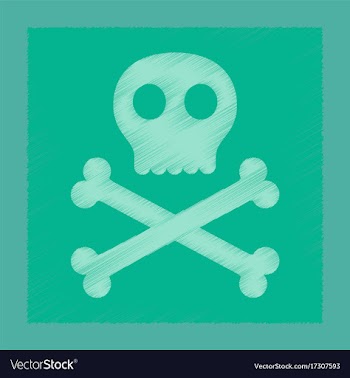 Flat shading style icon halloween skull bones vector image