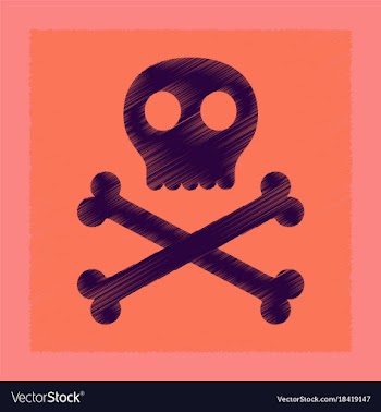Flat shading style icon halloween skull bones vector image