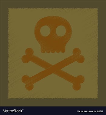 Flat shading style icon halloween skull bones vector image