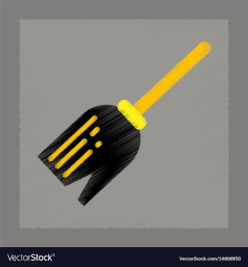 Flat shading style icon halloween witch broom vector image