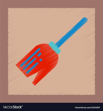Flat shading style icon halloween witch broom vector image