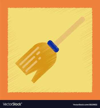 Flat shading style icon halloween witch broom vector image