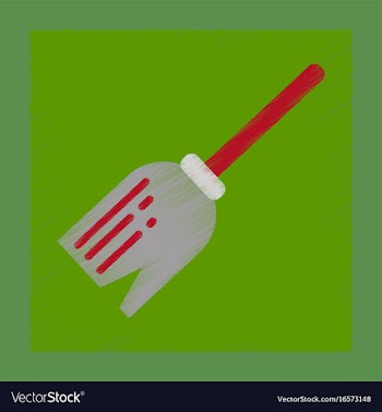 Flat shading style icon halloween witch broom vector image
