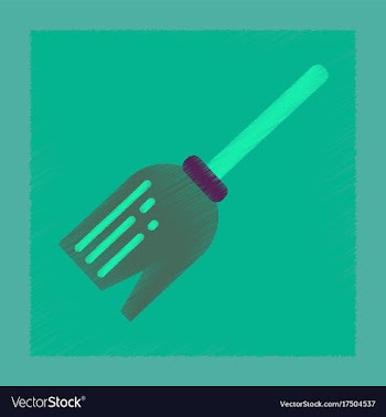 Flat shading style icon halloween witch broom vector image