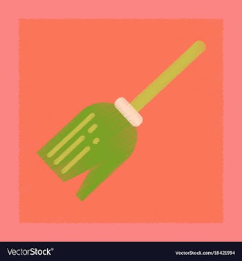 Flat shading style icon halloween witch broom vector image