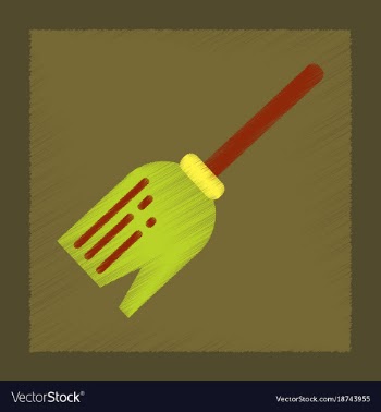 Flat shading style icon halloween witch broom vector image