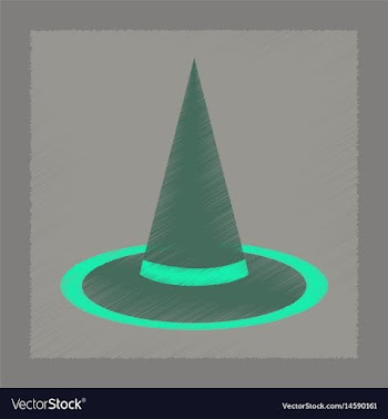 Flat shading style icon halloween witch hat vector image