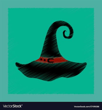 Flat shading style icon halloween witch hat vector image