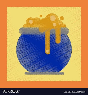 Flat shading style icon halloween witches cauldron vector image