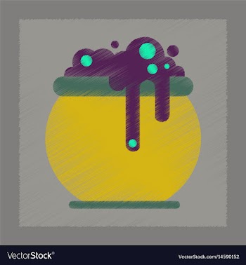 Flat shading style icon halloween witches cauldron vector image