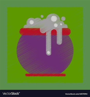 Flat shading style icon halloween witches cauldron vector image