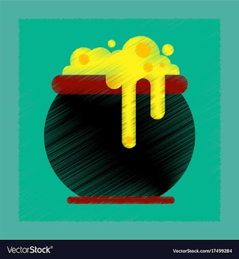Flat shading style icon halloween witches cauldron vector image