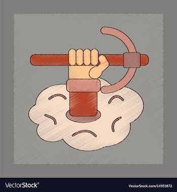 Flat shading style icon hammer in hand avalanche vector image
