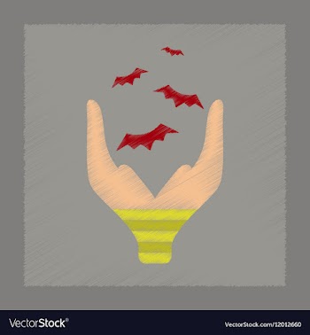 Flat shading style icon hand bat vector image