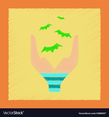 Flat shading style icon hand bat vector image