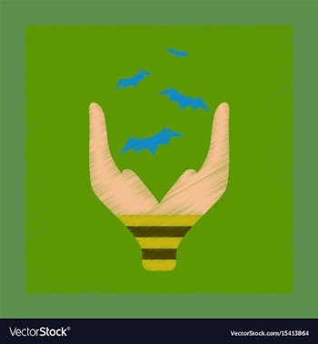 Flat shading style icon hand bat vector image