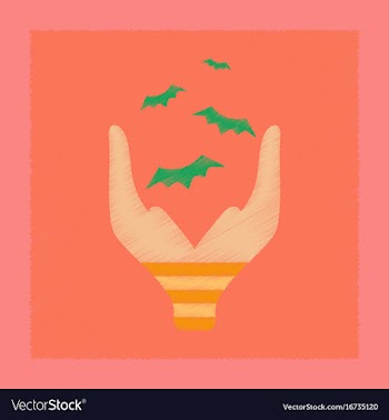 Flat shading style icon hand bat vector image