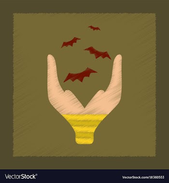 Flat shading style icon hand bat vector image