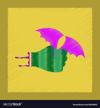 Flat shading style icon hand bat vector image
