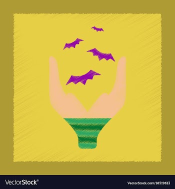 Flat shading style icon hand bat vector image