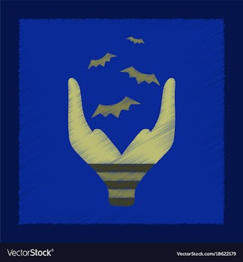 Flat shading style icon hand bat vector image