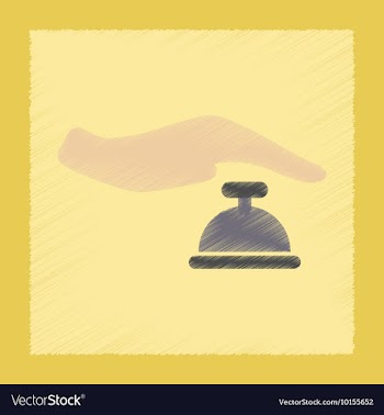 Flat shading style icon hand bell vector image