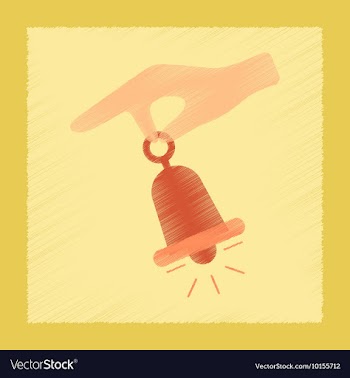 Flat shading style icon hand bell vector image