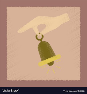 Flat shading style icon hand bell vector image