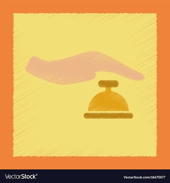 Flat shading style icon hand bell vector image