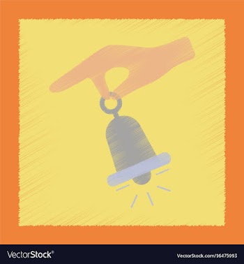 Flat shading style icon hand bell vector image