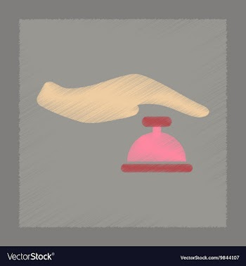 Flat shading style icon hand bell vector image