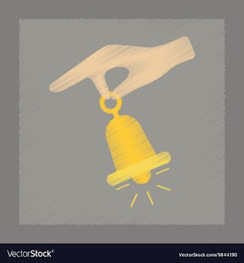 Flat shading style icon hand bell vector image